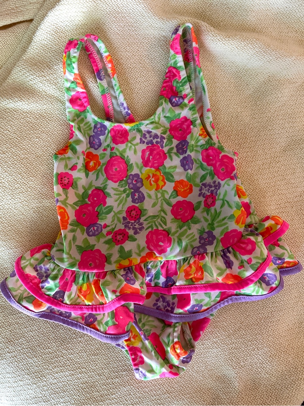 Bright Floral Ruffle One-Piece Toddler Swimsuit 24 months